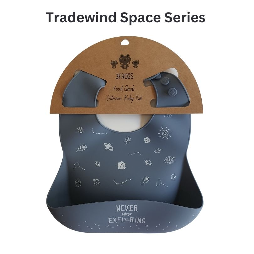 3FROGS Silicone Baby Bibs, Space Theme Design!