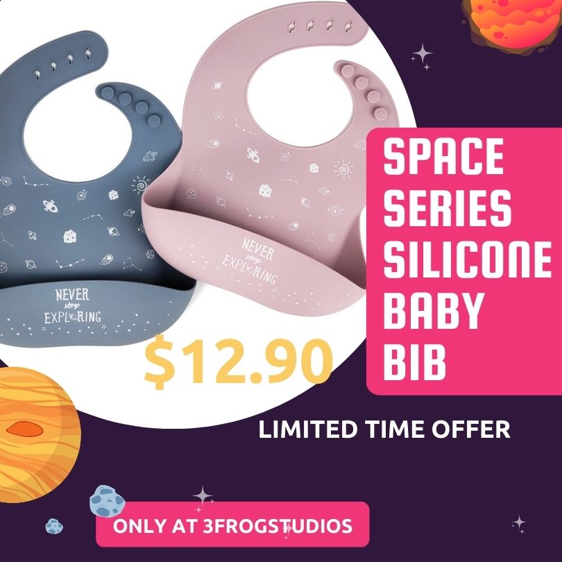 3FROGS Silicone Baby Bibs, Space Theme Design!